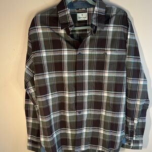 Men's Black and Gray Plaid Button-Down Shirt